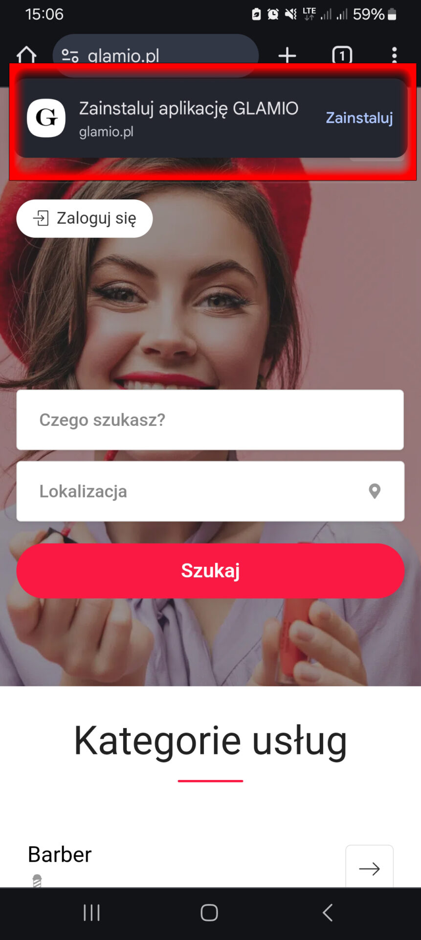 Aplikacja mobilna portalu GLAMIO